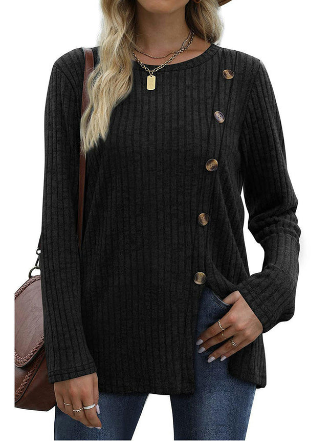 Women's Casual Long Sleeve Round Neck Loose Tunic T Shirt Tops