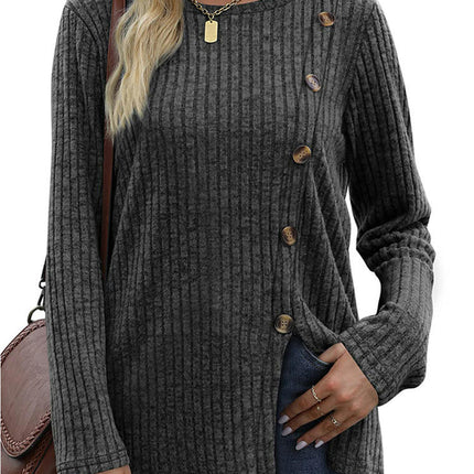 Women's Casual Long Sleeve Round Neck Loose Tunic T Shirt Tops