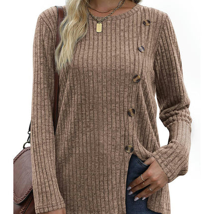 Women's Casual Long Sleeve Round Neck Loose Tunic T Shirt Tops