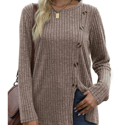 Women's Casual Long Sleeve Round Neck Loose Tunic T Shirt Tops