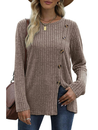 Women's Casual Long Sleeve Round Neck Loose Tunic T Shirt Tops