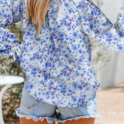 Women's Casual Floral  V Neck Tops Long Sleeve T Shirt Blouses