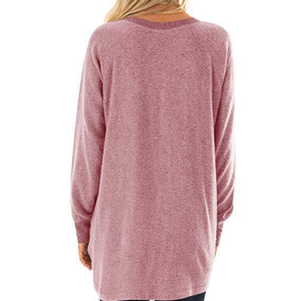 Women's Print Sweatshirt Casual Round Neck Pocket T Shirts Pullover Tunic Tops