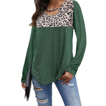 Women's Long Sleeve T Shirt Color Block Pullover Crew Neck Loose Tops