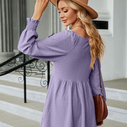 Women's V Neck Tunic Top Long Sleeve Ruffle Babydoll Casual Blouses