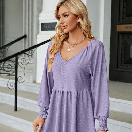 Women's V Neck Tunic Top Long Sleeve Ruffle Babydoll Casual Blouses