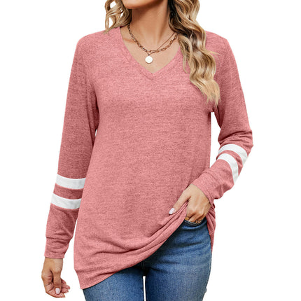 Women's V Neck T Shirts Long Sleeve Tops Casual Loose Tunic Blouses