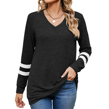 Women's V Neck T Shirts Long Sleeve Tops Casual Loose Tunic Blouses