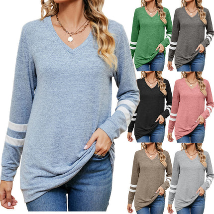 Women's V Neck T Shirts Long Sleeve Tops Casual Loose Tunic Blouses