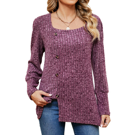 Women's Casual Fall Tops Square Neck Fashion Long Sleeve Clothes