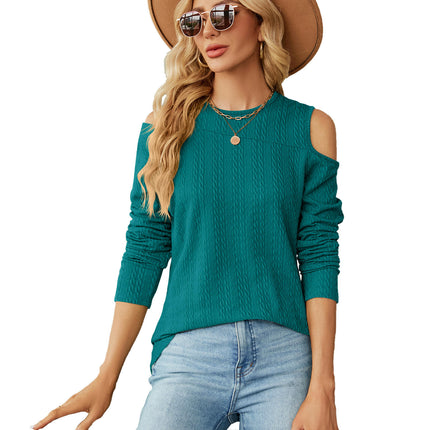 Women's Cold Shoulder Tops Casual Tees Loose Long Sleeve T Shirts