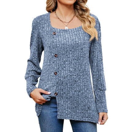 Women's Casual Fall Tops Square Neck Fashion Long Sleeve Clothes