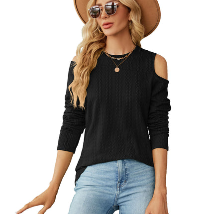 Women's Cold Shoulder Tops Casual Tees Loose Long Sleeve T Shirts