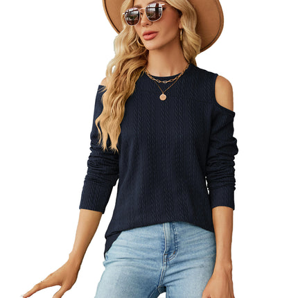 Women's Cold Shoulder Tops Casual Tees Loose Long Sleeve T Shirts