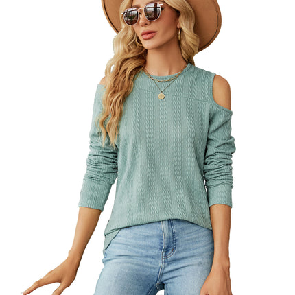 Women's Cold Shoulder Tops Casual Tees Loose Long Sleeve T Shirts