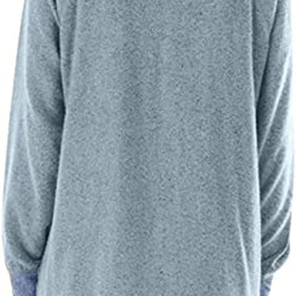 Women's V Neck Sweatshirts Color Block Long Sleeve Pocket Shirts Tops