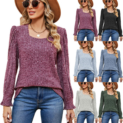 Tunic Tops for Women Loose Puff Long Sleeve Shirts Square Neck Tops