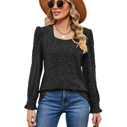 Tunic Tops for Women Loose Puff Long Sleeve Shirts Square Neck Tops