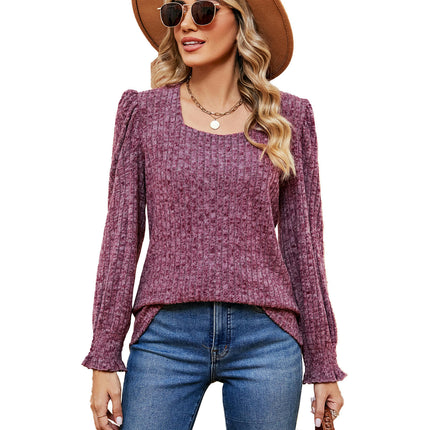 Tunic Tops for Women Loose Puff Long Sleeve Shirts Square Neck Tops