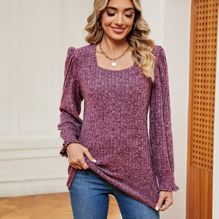 Tunic Tops for Women Loose Puff Long Sleeve Shirts Square Neck Tops