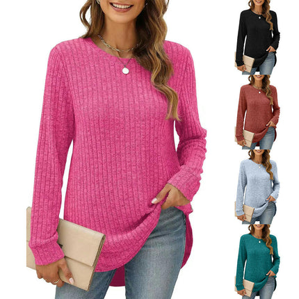 T Shirts for Women Long Sleeve Casual Fall Tops Loose Round Neck Tunic Blouses