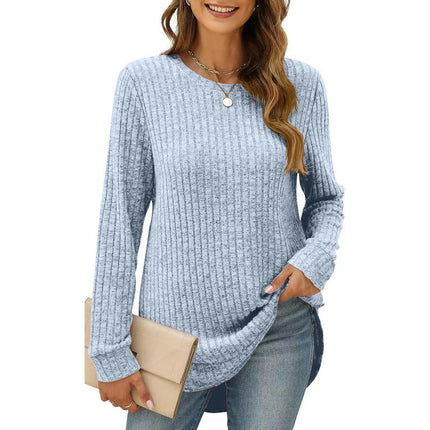 T Shirts for Women Long Sleeve Casual Fall Tops Loose Round Neck Tunic Blouses