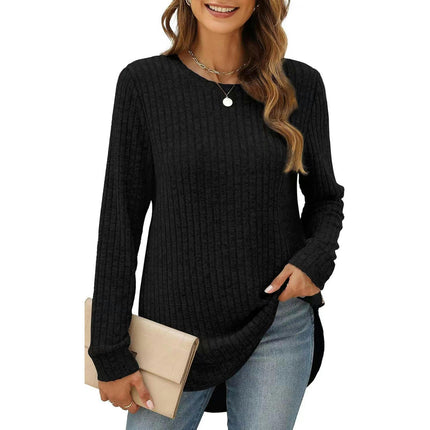 T Shirts for Women Long Sleeve Casual Fall Tops Loose Round Neck Tunic Blouses