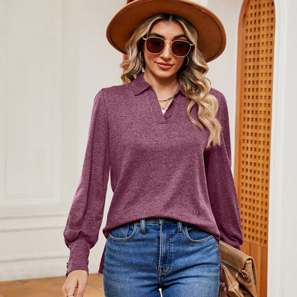 Women's Button Down Shirts Long Sleeve Casual Tops Lapel Blouse T Shirts