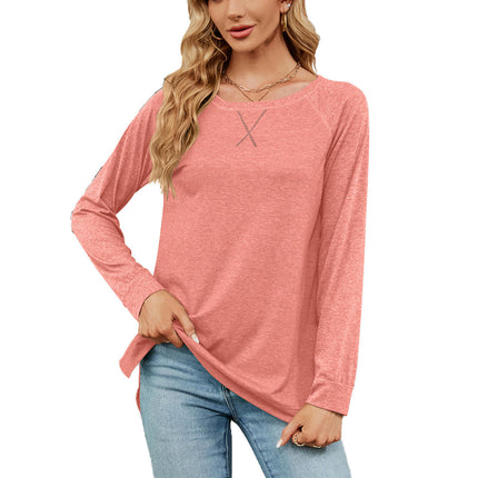 Women's Casual Long Sleeve T Shirt Crewneck with Side Split Loose Tunic Tops