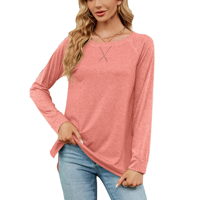 Women's Casual Long Sleeve T Shirt Crewneck with Side Split Loose Tunic Tops