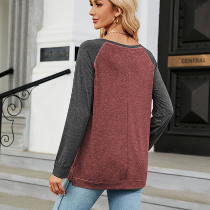 Women's Casual Long Sleeve T Shirt Crewneck with Side Split Loose Tunic Tops