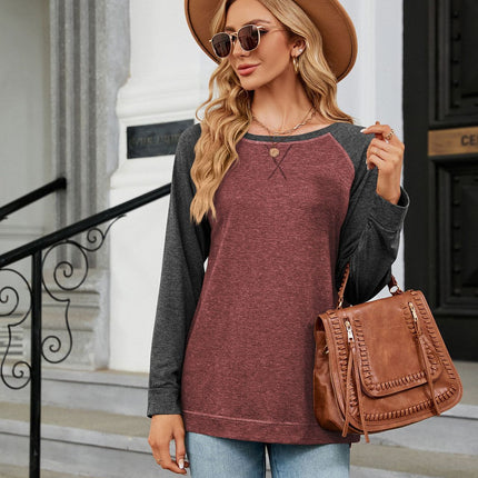 Women's Casual Long Sleeve T Shirt Crewneck with Side Split Loose Tunic Tops