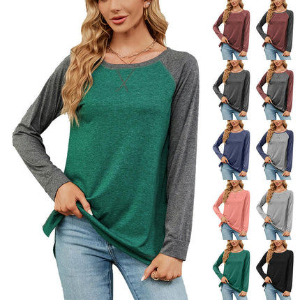 Women's Casual Long Sleeve T Shirt Crewneck with Side Split Loose Tunic Tops