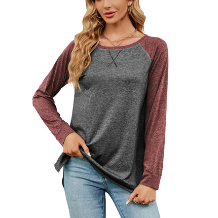 Women's Casual Long Sleeve T Shirt Crewneck with Side Split Loose Tunic Tops