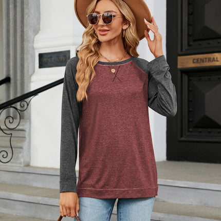 Women's Casual Long Sleeve T Shirt Crewneck with Side Split Loose Tunic Tops