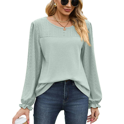 Women's Puff Long Sleeve Tunic Tops Crew Neck Casual Loose T-Shirts