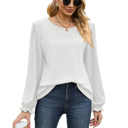 Women's Puff Long Sleeve Tunic Tops Crew Neck Casual Loose T-Shirts