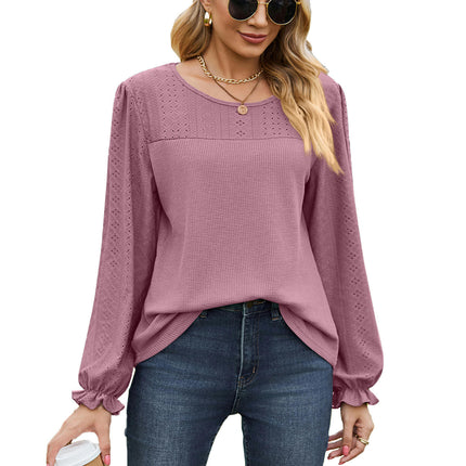 Women's Puff Long Sleeve Tunic Tops Crew Neck Casual Loose T-Shirts