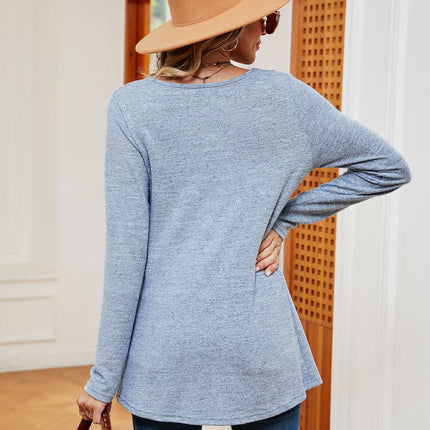 Women's Long Sleeve Tunic Tops Casual Square Neck Shirt