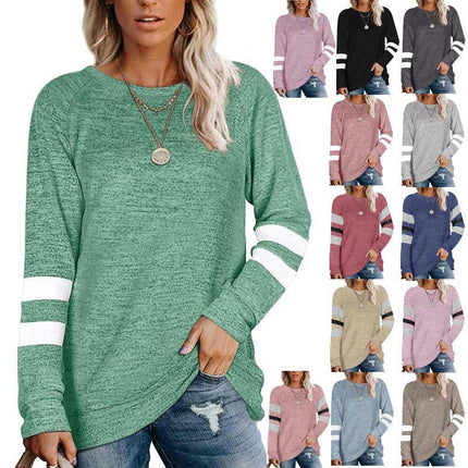 Women's Lightweight Shirts Color Block Long Sleeve Loose Fit Tunics Tops