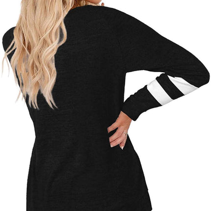 Women's Lightweight Shirts Color Block Long Sleeve Loose Fit Tunics Tops