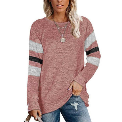 Women's Lightweight Shirts Color Block Long Sleeve Loose Fit Tunics Tops