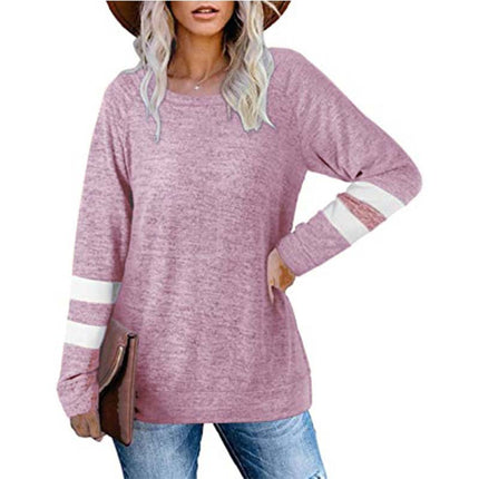 Women's Lightweight Shirts Color Block Long Sleeve Loose Fit Tunics Tops