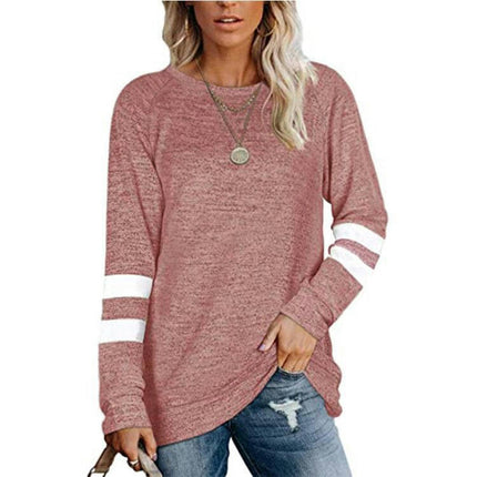 Women's Lightweight Shirts Color Block Long Sleeve Loose Fit Tunics Tops