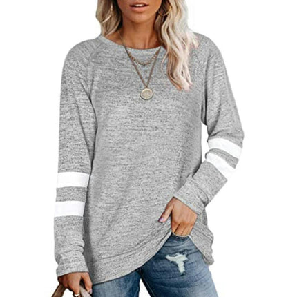 Women's Lightweight Shirts Color Block Long Sleeve Loose Fit Tunics Tops