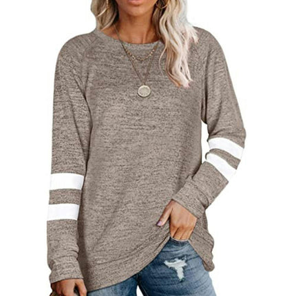 Women's Lightweight Shirts Color Block Long Sleeve Loose Fit Tunics Tops