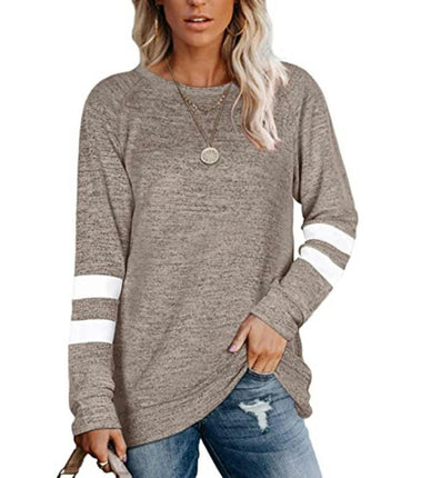 Women's Lightweight Shirts Color Block Long Sleeve Loose Fit Tunics Tops