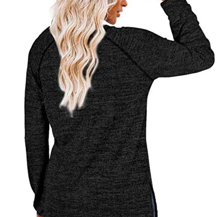 Women's Casual Long Sleeve T Shirt Crewneck Side Split Loose Tunic Tops