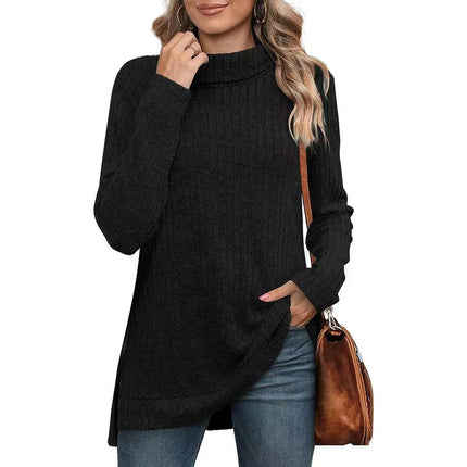 Women's Tunic Tops Turtleneck Long Sleeve Side Split Tunic Shirts