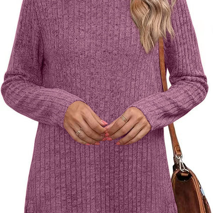 Women's Tunic Tops Turtleneck Long Sleeve Side Split Tunic Shirts